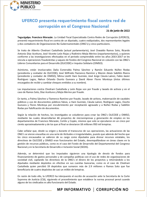 Fiscalía investiga red de corrupción dentro de la administración pública 1 UFERCO presenta requerimiento fiscal contra red de corrupción en ...