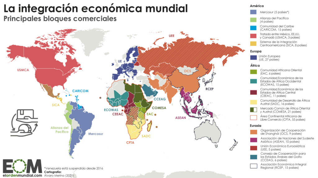 Se consolidan bloques económicos regionales en Asia y África 1 El mapa de los principales bloques comerciales del mundo - Mapas ...