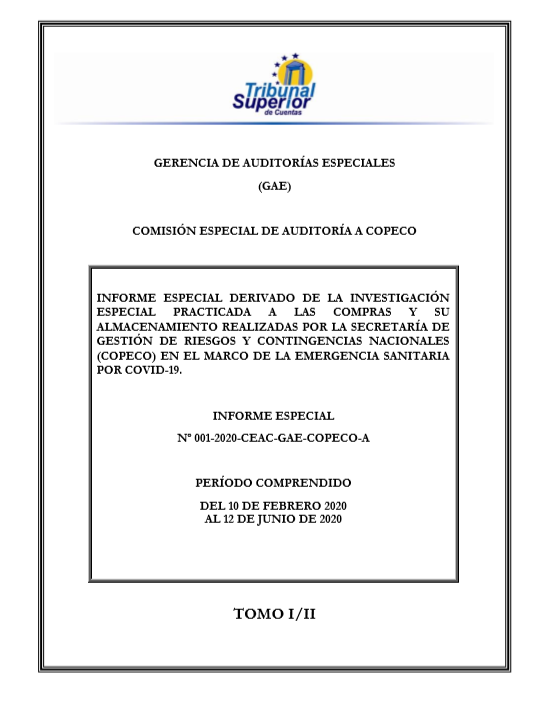 Tribunal Superior de Cuentas presenta informe sobre uso de fondos públicos 1 Tribunal Superior de Cuentas / COVID-19 - Tribunal Superior de ...